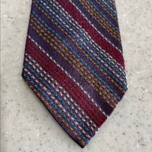 Vtg Rhodia Acetate Necktie Tie Woven In France Diagonal Stripes